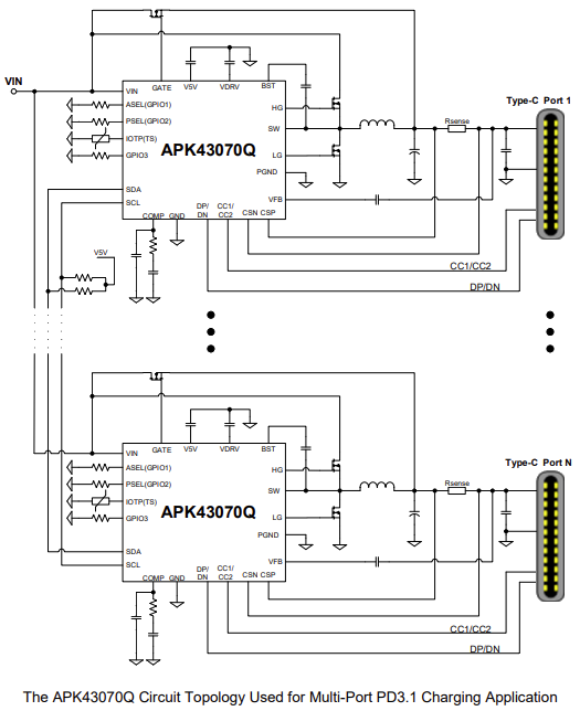 应用电路图 - Diodes Incorporated APK43070Q单片同步降压控制器